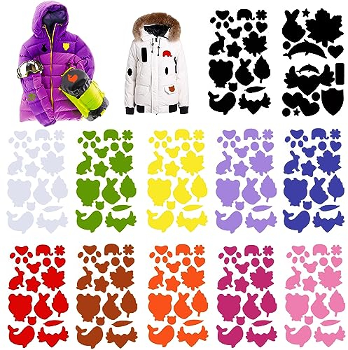 Plstod 12 Stück Daunenjacke Flicken Selbstklebend Stoff, Reparaturset Waschbares Nylon Reparaturflicken Selbstklebend, Patch Verschiedene Größen und Formen für Jacken Zelte Regenschirm Schlafsack