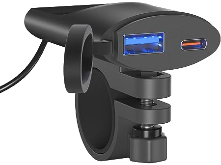 Kriogor Prise USB Moto Etanche Charge Rapide Interrupteur, Très Mince Prise de Chargeur de Voiture USB/18W QK3.0 et PD/30W Type-c, Chargeur USB Moto IP65 pour SUV Marin de Bateau 12V