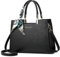 FOLOVEYA Damen Handtasche Elegant Umhängetasche Frauen Henkeltaschen mit Mode Blattanhänger Shopper Top-Griff Taschen Schultertasche PU Leder für Arbeiten Reisen Dating Tote Bag Schwarz