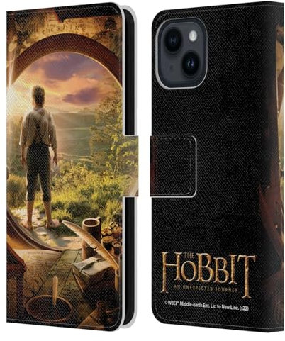 Head Case Designs Offizielle The Hobbit An Unexpected Journey Hobbit in der Tür Schluessel Kunst Leder-Wallet-Hülle Kompatibel mit Apple iPhone 15