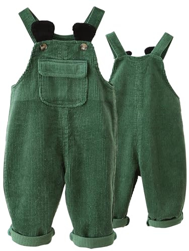 Happy Cherry Baby Dungarees Boys Girls Corduroy Bib Overalls Trousers Toddler One Piece Jumpsuit Playsuit Newborn Adjustable Rompers Bodysuit for Spring Autumn 0-5 Years