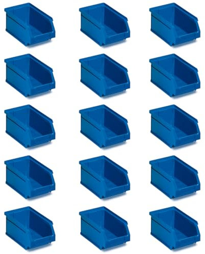 Tayg Pack 15 Gavetas de Plastico Apilables nº52 - Organizador de Tornillos, Cajones, Caja de Almacenamiento, Cubetas de Plastico Rectangulares, 23,6x16x13 cm