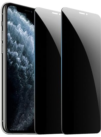 [2 Pack] Privacy Screen Protector for iPhone 11 Pro Max/iPhone Xs Max,Anti-Spy Tempered Glass Film, Fingerprint Recognition, 9H Hardness, Anti Scratch, Anti Fingerprint