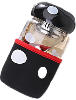 ABOOFAN Pilzförmige Teeflasche aus Glas 201-300ml Schwarz mit Sieb | Pp und Edelstahlteile, Hoher Borosilikatanteil, Deckel und Zubehör, 201-300ml Fassungsvermögen