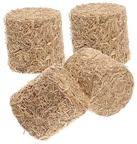 Cabilock 4 Piezas Mini Pajar Accesorios De Aldea Fardos De Heno Fardos De Heno Falsos Pequeños Fardos De Heno Pequeña Decoración De Pajar Naturales del Pajar Artificial Madera Otoño Colocar