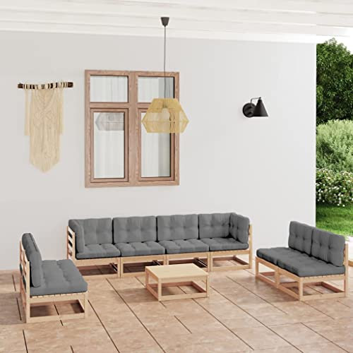 QJBSAVVA 9-TLG Garten-Lounge-Set, Schlafsofa Eckbank Küche Eckbankgruppe Gartenmöbel Set Geeignet für Parks Café Outdoor Innenhof mit Kissen Kiefer Massivholz