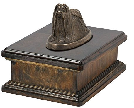 Art-Dog Custom Dog Mama Sitzende Statue Gedenkurne - Handgefertigte kaltgegossene Bronze auf Birkensockel - Urne für die Asche von Hunden - 24,5x29x21cm - 5l - Deutscher Schäferhund