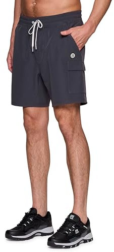 Avalanche Cargo-Style Shorts for Men, Lightweight Quick Drying Woven Basketball Hiking Shorts with Pockets, Charcoal, Large