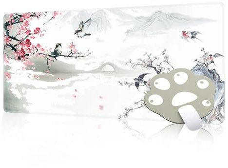 FAIRYGATE Large Mouse Pad Extended with Stitched Edges Waterproof Desk Pads with Non Slip Base Computer Keyboard Big for laptop Office Space Gray B6504-L