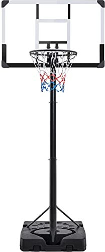 Yaheetech Basketball Hoop Net Set 10ft Height Adjustable Basketball Backboard Stand System 2.28M-3.03M with 2 Wheels & 44 Inch Backboard for Teens, Youth & Adults