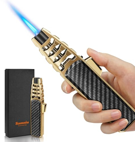 SAMNIU FireSaber Solar Beam Kitchen Torch Butane Lighter, Powerful | Adjustable Jet Flame, with safety lock, refillable & fits all gas tank, Cooking Blow Torch for Desserts, Creme Brulee, Grill, BBQ