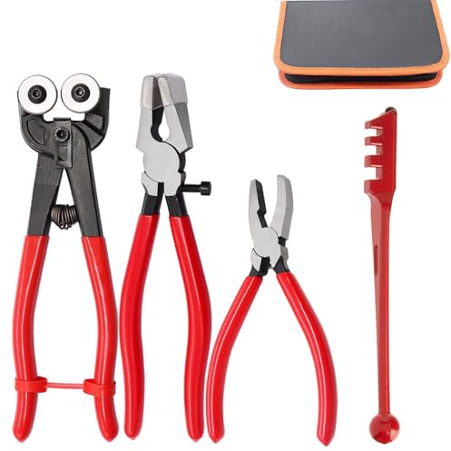 Kit di 4 taglierine per mosaico in vetro, tra cui tronchese per piastrelle di vetro, pinza per scorrimento vetro, pinza per rottura vetro e tagliavetro per vetri, mosaici, fusibili, rotture