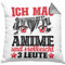 Trendation Anime Kissen mit Füllung 40x40 Geschenk Anime-Liebhaber Geschenkidee Ich Mag Anime Und Vielleicht 3 Leute (Grau)