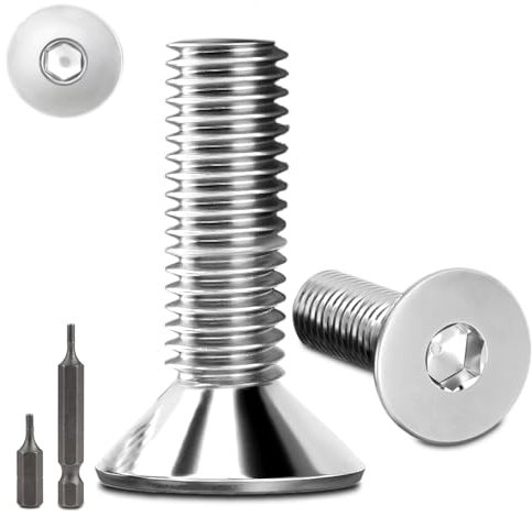 Lot de 150 Vis à Tête Fraisée M3 x 8 mm en Acier Inoxydable - Six Pans Creux avec 2 Têtes Hexagonales - Douille Vis Filetée DIN 7991/ISO 10642 (Argenté)