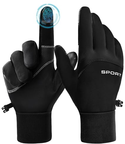 AURUZA Cycling Gloves for Men Winter Cold Weather, Windproof Winter Gloves for Men, Waterproof Touch Screen Anti-Slip Warm Gloves Liners for Cycling Biking Walking Sporting Driving Medium