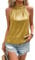 Zeagoo Damen Pailletten Tops Lässiges Sparkle Trägershirt Ärmelloses Neckholder Party Club Tank-Top Shirt Vest Shirt Gelb L