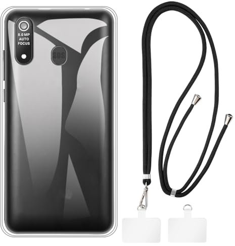 Custodia TPU con Tracolla/Collana a Spalla Compatibile con Brondi Amico Smartphone XL Nero, Cover Protettiva Antiurto con Laccio Regolabile