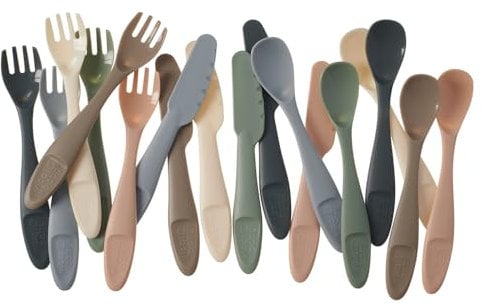Vital Baby Nourish Perfectly Simple Cutlery, Kid-Safe, Chunky Handles, EarthSmart Biodegradable, Knives, Forks & Spoons for Toddlers & Family Use, 6m+, BPA-Free,15 Pack