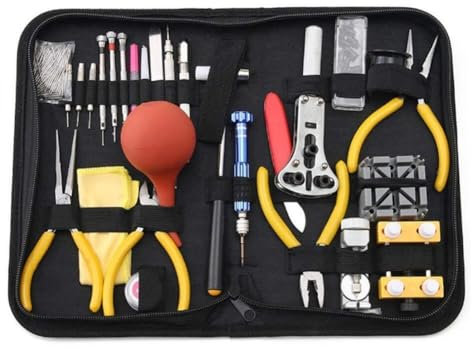 Watch Repair Kit in Carrying Case,Watch Band Strap Repair Tool Kit Include Hammer,Watch Battery Replacement Tool Kit for Repairing Vari
