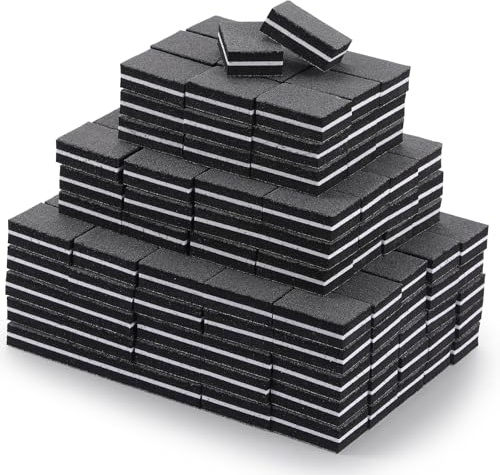 200Pcs Mini Nail Buffer Blocks 100/180 Grit Nail Buffers for Acrylic Nails - Dual Sided Buffers for Nails Polishing(Black)