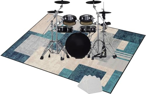 Qivstxug Tappeto per Batteria, Tappetino per Batteria Drum Tappeto Insonorizzato per Batterie elettroniche Rullante Acustica Snare Drum Grancassa Strumenti Musicali Coperta Antiscivolo 120 x 80 cm
