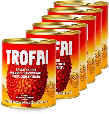 Africa Select Trofai Palm Nut Concentrate 800g (6 Pack) Authentic Ghanaian Palm Cream Sauce Graine Moambe Paste for Palmnut Soup Stew
