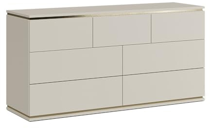 Vicco Kommode Linette, Cashmere, 139.8 x 70 cm | mit 7 Schubladen, Push-to-Open Mechanismus für geräuschloses Öffnen