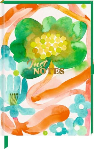 Notizbuch DIN A5 – Just Notes (Green Flower): Kreuzraster