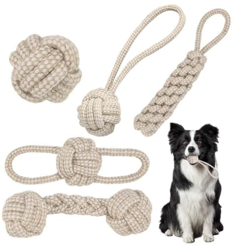 Kinesgsg 5pcs Giocattolo in Corda per Cani,Giocattoli da Masticare per Cani
