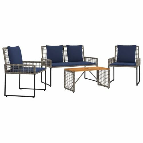 vidaXL Gartenmöbel Set mit Kissen Stahl, Bequeme Gartenmöbel, stylisches Set, robust für draußen, rustikales Gefühl für Entspannung