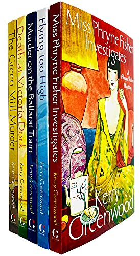Phryne Fisher Murder Mystery Series Books 1-5 Collection Set by Kerry Greenwood (Miss Phryne Fisher Investigate,Flying Too High,Murder on the Ballarat Train,Death at Victoria Dock & Green Mill Murder)