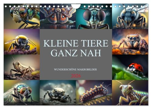 Kleine Tiere ganz nah (Wandkalender 2026 DIN A4 quer), CALVENDO Monatskalender: Farbenprächtige Makrobilder von Insekten, Spinnen und kleinen Tieren (CALVENDO Tiere)