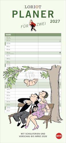Loriot Planer für zwei 2027: Humorvoller Partnerkalender mit 2 Spalten und viel Platz für Eintragungen. Wandkalender. Planer 2027 zum Eintragen. Jahres-Planer für 2 Personen.