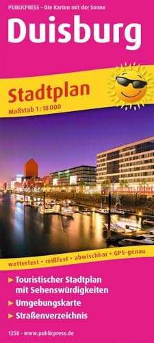 Publicpress Stadtplan Duisburg 1:18.000: Touristischer Stadtplan mit Sehenswürdigkeiten und Straßenverzeichnis. 1:18000 (Stadtplan: SP)