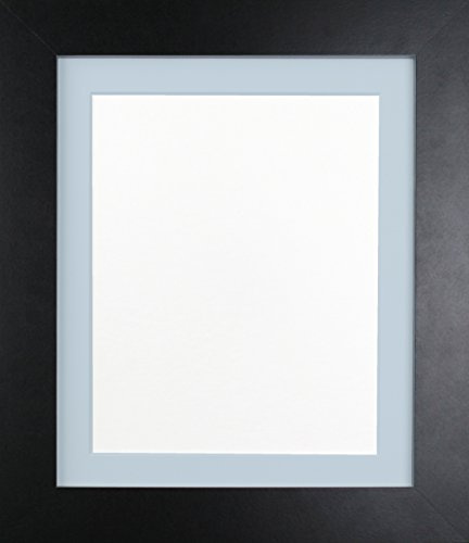 FRAMES BY POST 39mm Black Photo Picture Poster Frame with Blue Mount A2 For Pic Size A3 (Plastic Glass)