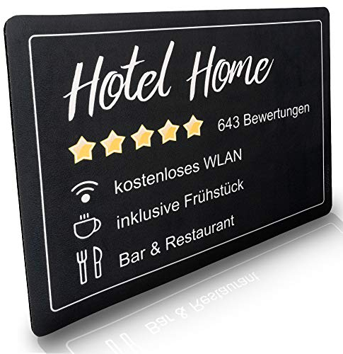 Fussmatte innen & außen 50x70cm - flach & rutschfest – Design Hotel Home - Waschbare Türmatte für saubere Schuhe & stylisch modernen Eingangsbereich