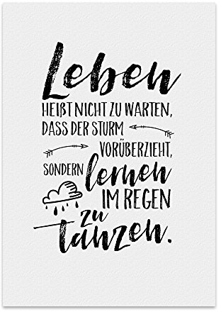 TypeStoff Kunstdruck mit Spruch – IM Regen TANZEN – im Vintage-Look als Geschenk und Dekoration zum Thema Leben, Schicksal, Geduld- KD-00257-M