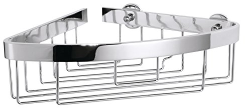 tesa ALUXX Eck-Duschablage, Aluminium, verchromt, garantiert rostfrei, inkl. Klebelösung, 238 mm x 233 mm x 87 mm