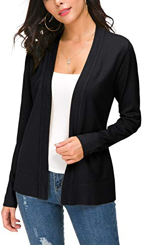 EXCHIC Femmes Manches Léger Manches Longues Devant Ouvert Tricoté Cardigan Gilets