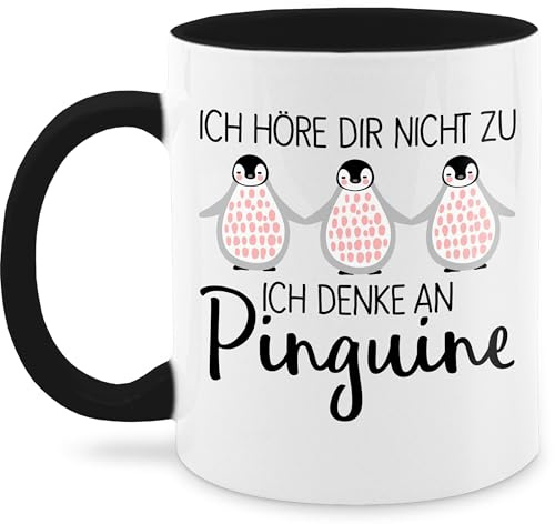Tasse Tassen 325ml - Statement Sprüche - Ich denke an Pinguine - 325 ml - Schwarz - pinguintasse spruchtasse sarkasmus pinguin kaffeetasse penguin+tasse spruchtassen spruch penguin fanmug pingu