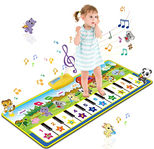 m zimoon Kids Piano Mat, Piano Music Mat Dance Mats Touch Play Mats Floor Keyboard Musical Carpet Mat Gift Toys for 2 3 4 5 6 Years Old Kids Boys Girls Toddlers (100 × 36 cm)
