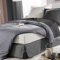 douceur d'intérieur CACHE SOMMIER NOUETTES 90 x 190 CM PANAMA POLYCOTON SOMMINA ANTHRACITE