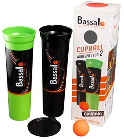 BASSALO Cupball 2er Starter-Set inkl. Box - Sportspiel für Kinder, Jugendliche, Erwachsene – 2 Becher, 1 Spielball, Spielanleitung