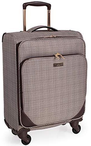 London Fog Camberley LFL003 EVA-Reisegepäck mit weichen Seiten und belastungsgeprüften robusten Rollen, Teleskopgriff, Rotgoldenes Karomuster, S, Koffer