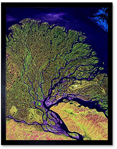 Fine Art Prints Landsat-Satellit Lena-Delta Kunstplakat Gerahmter Druck 30x40 cm
