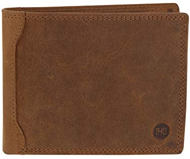Harrys-Collection HC Herren Geldbörse Quer aus Büffel Leder RFID Schutz Vintage, Farben:Cognac