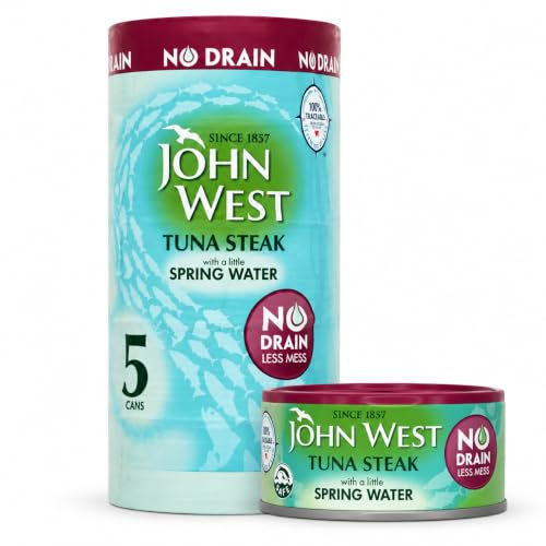 John West Tuna Steak in a Little Spring Water. No Drain. (5x110g tins)