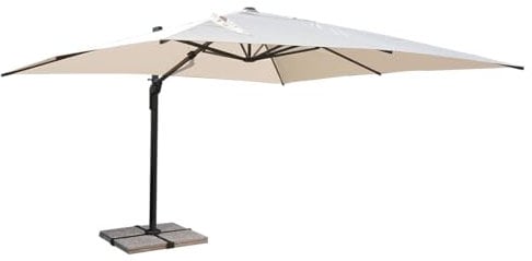 DANIELI STORE- Parasol de Jardín Excentrico 3x4 Orientable a 360°- Estructura de Aluminio Inclinable y Retráctil Brazo lateral - Chimenea Cortaviento