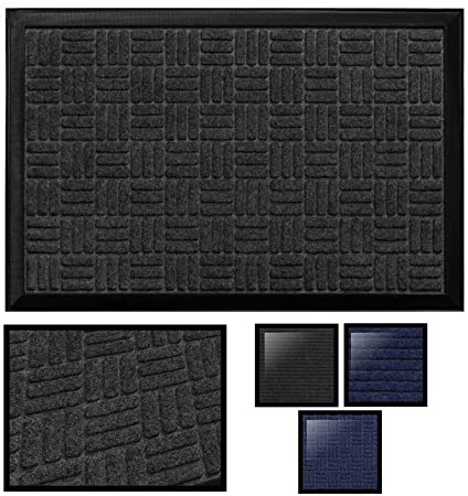 LucaHome Fußmatte, Columbia, Schwarz, quadratisch, saugfähig, für den Innen- und Außenbereich, wasserdicht, waschbar, antibakteriell, gepolstert, rutschfest, Küche, Schlafzimmer