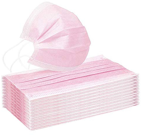 Einmal-Mundschutz Rosa 50 Stück, 3 lagig Staubschutz Staub Schutzhülle Atmungsaktive Mundbedeckung Bandana, Unisex